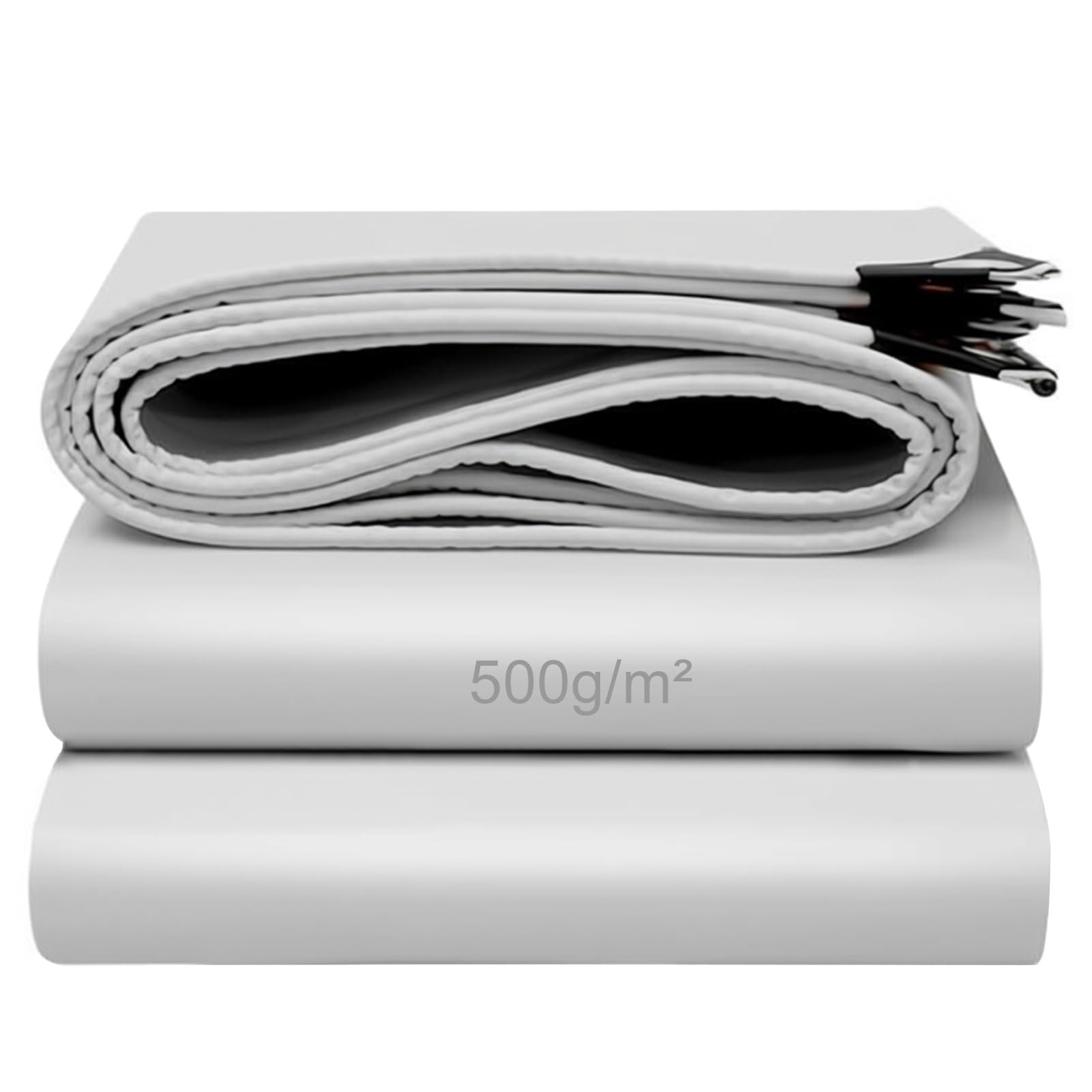 White Tarpaulin Heavy Duty 1x1.2m/1.2x1.5m/1.5x2m 1.8x2.4m Tarp with Eyelets Multipurpose Patio Cover for Outdoor 500g/m² Waterproof Sheeting(3x3m(9.8ftx9.8ft))