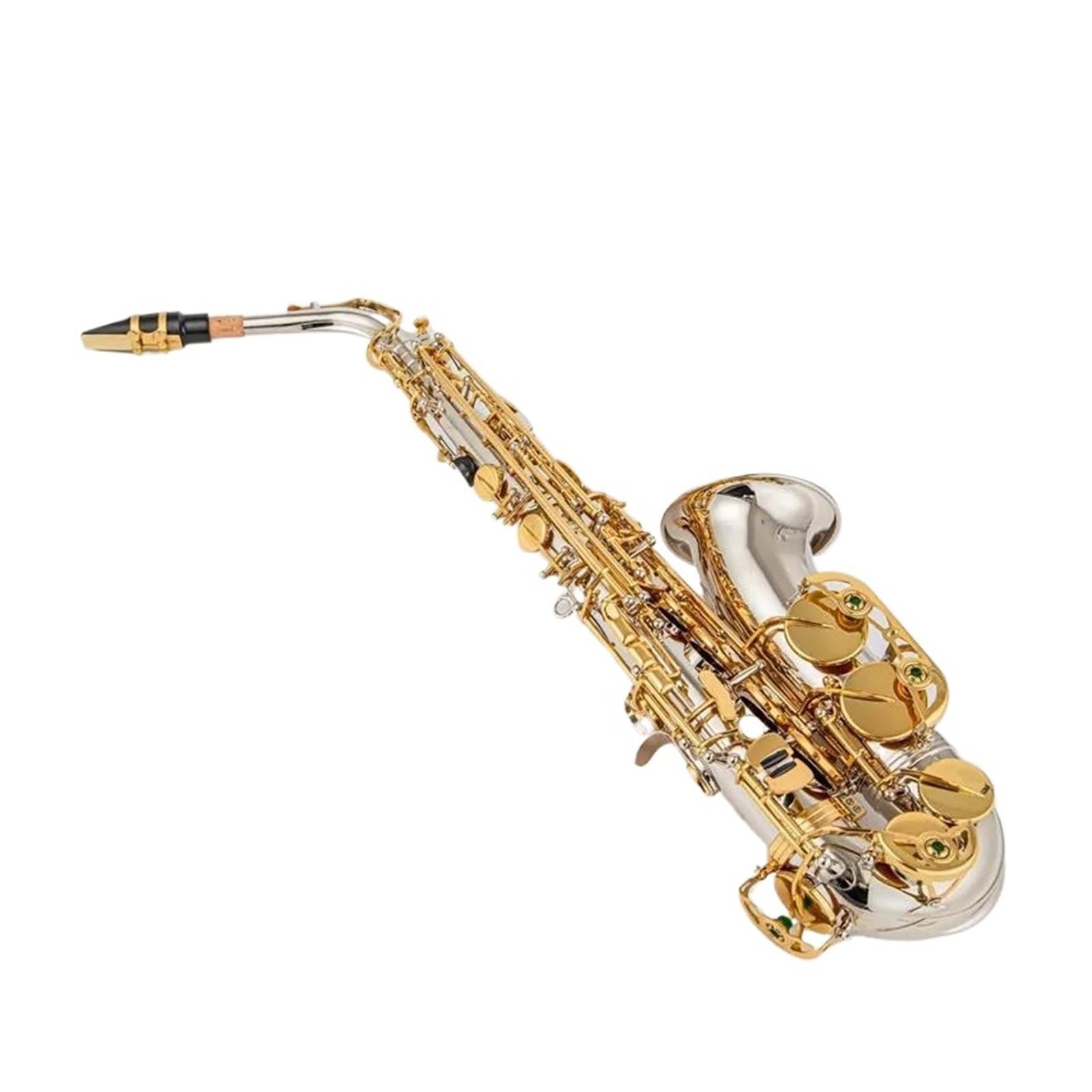 Saxophone Alto Nickelé Plaqué Or Instrument Professionnel Avec Bec Saxophone