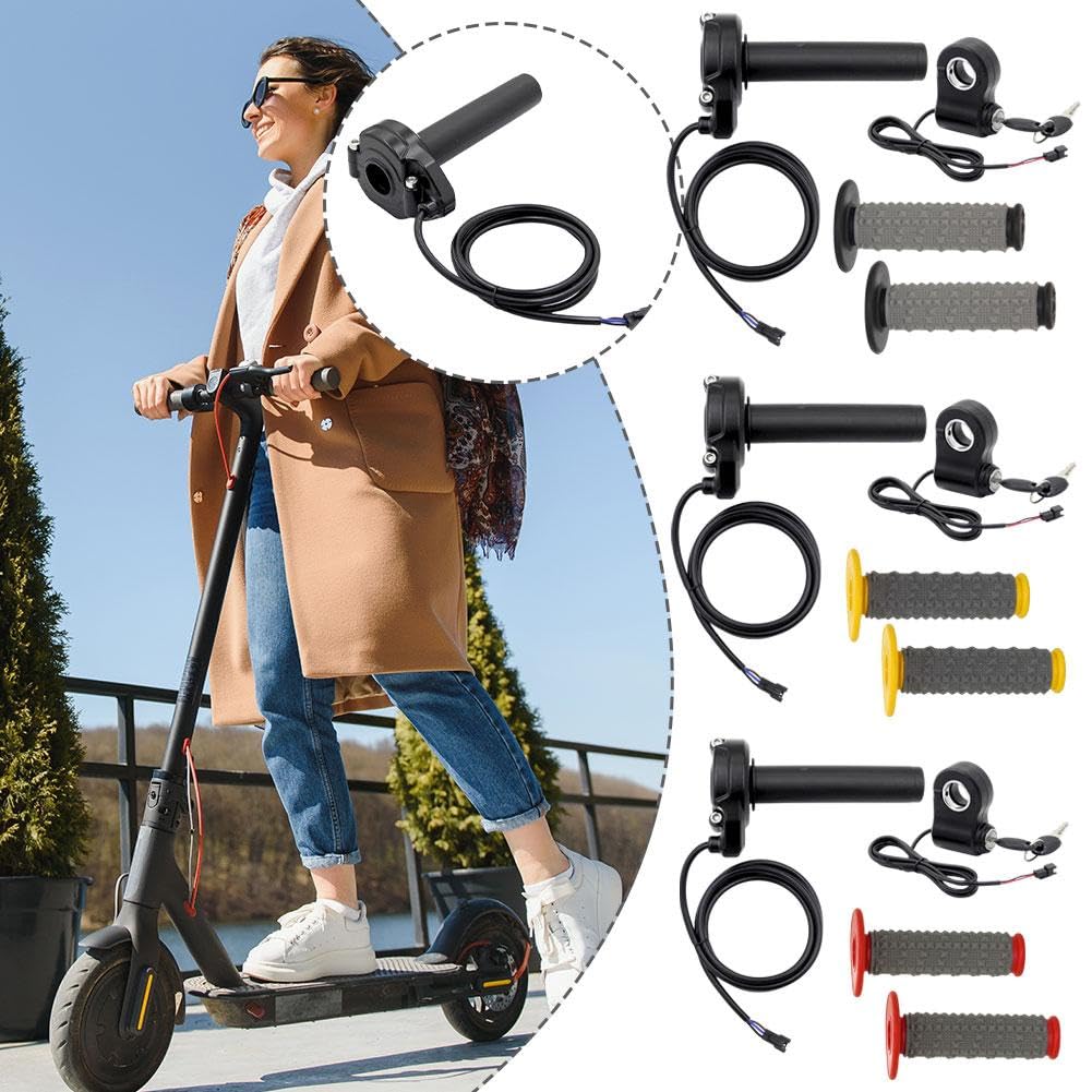 Kit de cable de agarre del acelerador de Ebike, acelerador de giro completo para Ebike, aceleradores Ridstar Q20 para scooter con encendido con llave y agarres ergonómicos antideslizantes para
