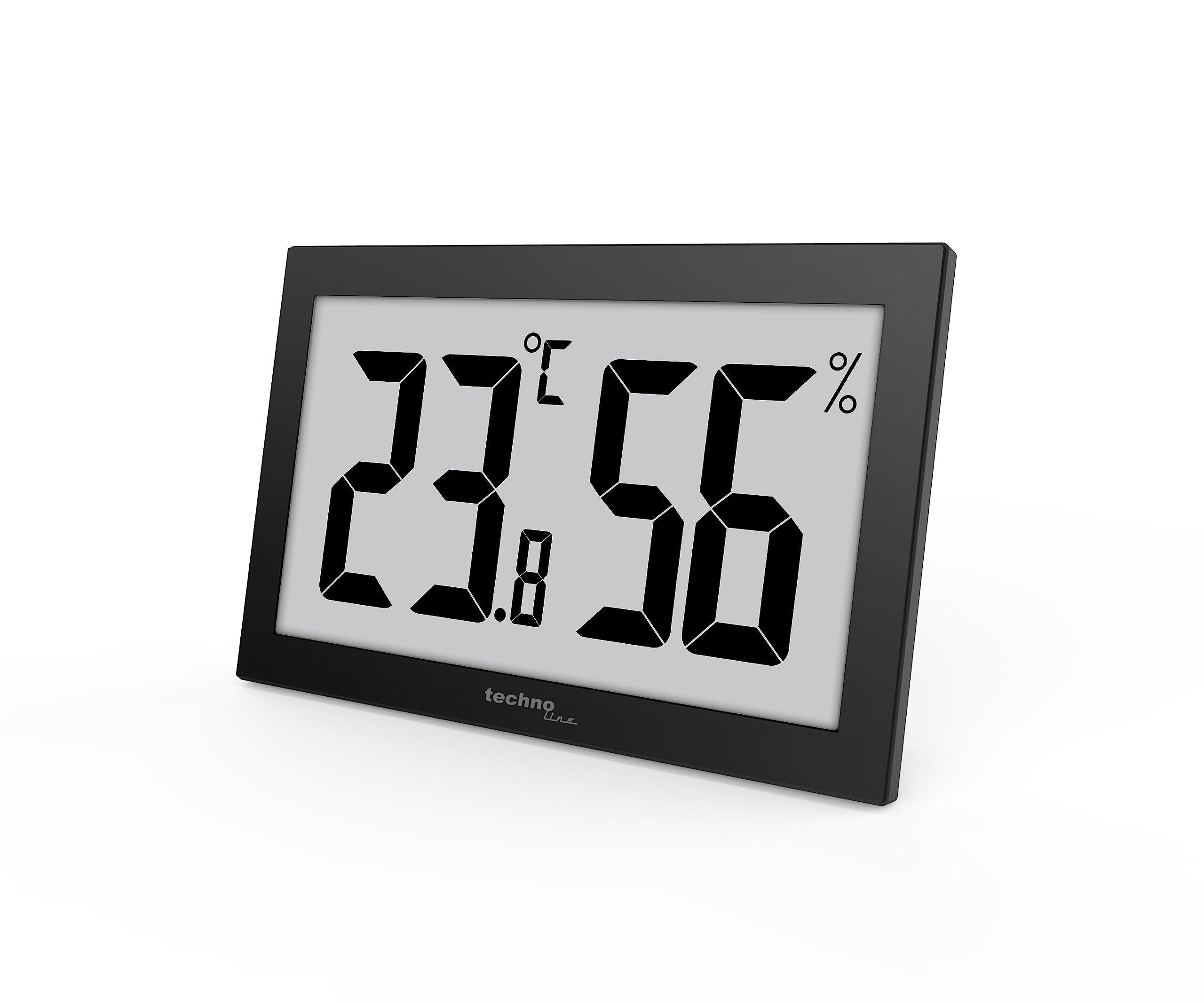Termometro digetales – Igrometro XXL, WS9465, display molto leggibile, nero con LCD Jumbo per ufficio hotel Foyer