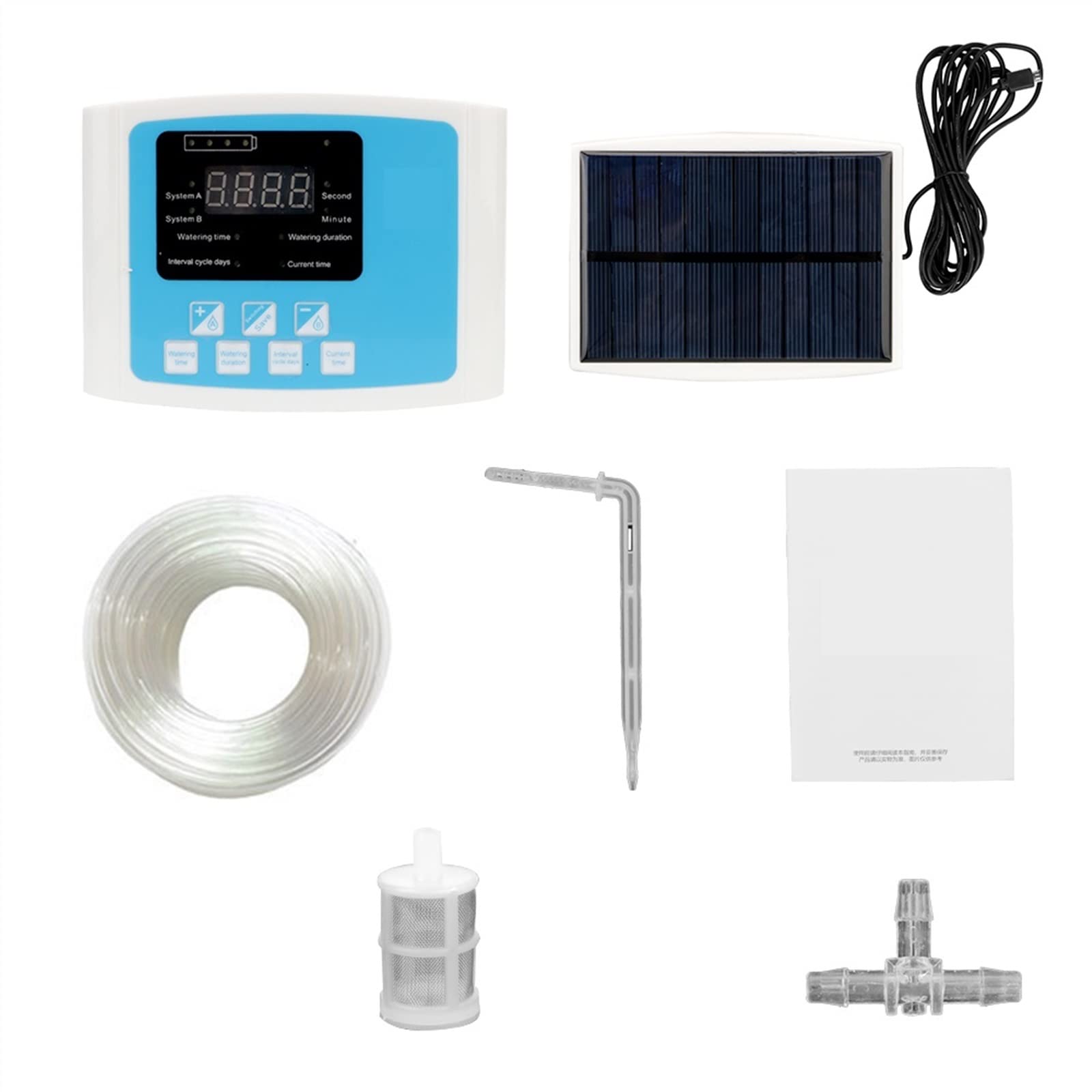 Kit di irrigazione a goccia automatica Timer dell'acqua Dispositivo di annaffiatura automatico Kit di autoacqua di autoaterinario di irrigazione a goccia solare Doppia pompa per Piante in Vaso da Este