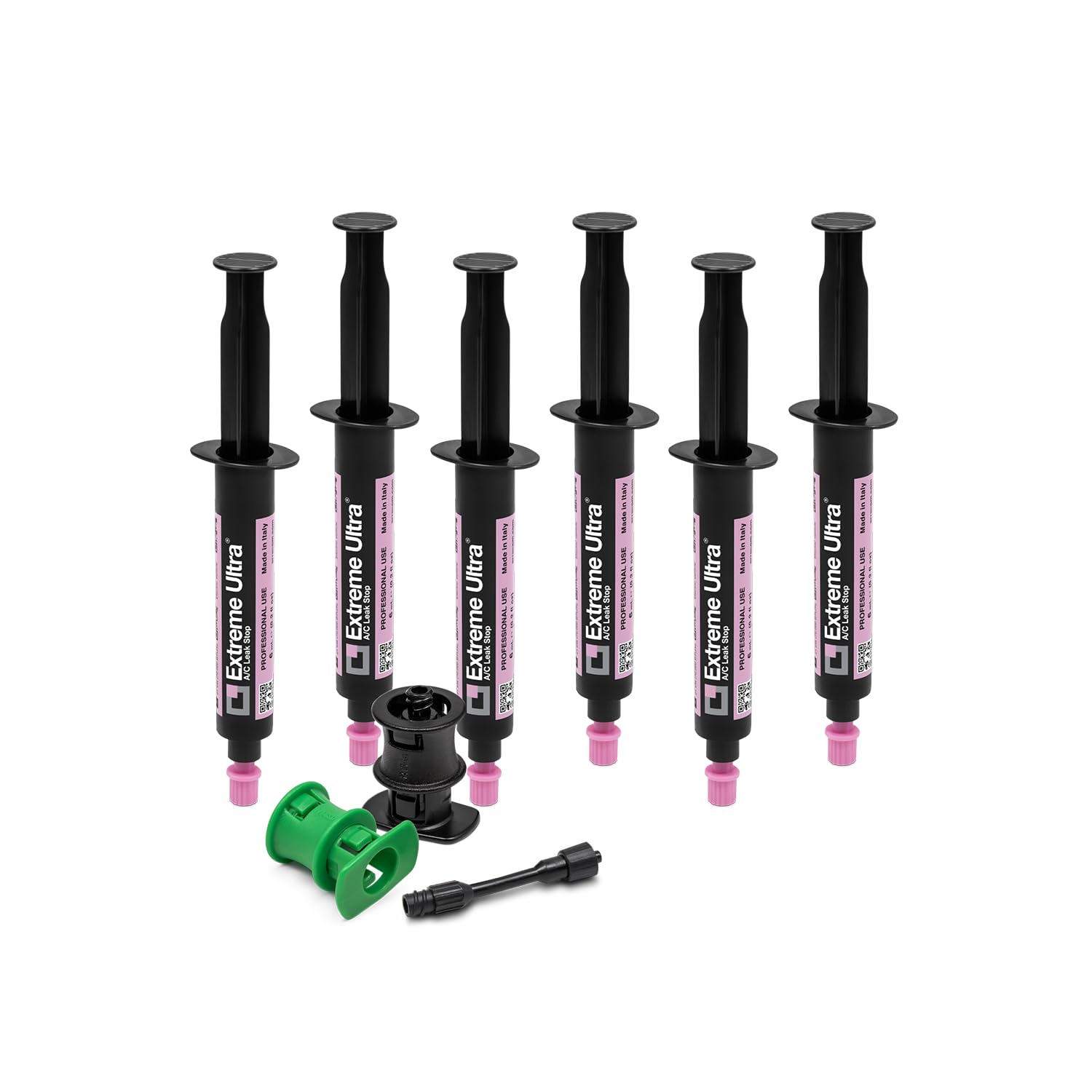 ERRECOM Extreme Ultra - 6 x 6 ml, Sellador de Fugas para Sistemas de Aire Acondicionado de Automóviles, incluye les adaptadores R134a y R1234yf