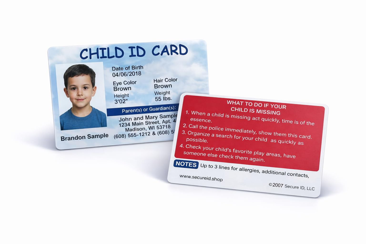 ZOCO – Child ID Kits (5-Pack) – Identification Cards for Kids with Fingerprint Ink Strip – Emergency Safety Kit for Parents Schools Daycare Travel – Missing Child Preparedness – Made in USA