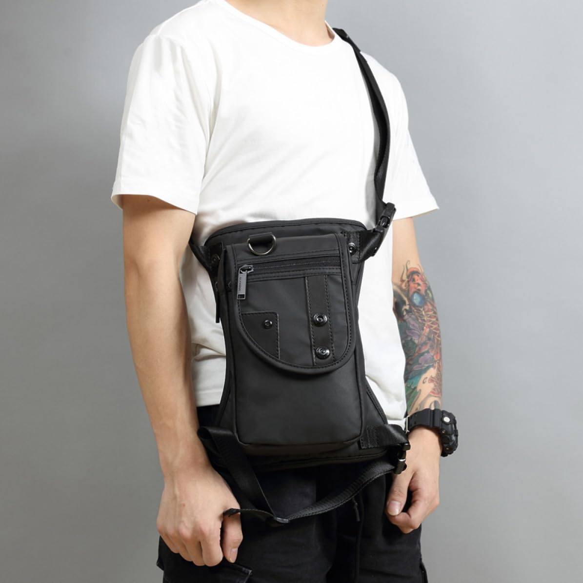 Gatuida Riñonera Multifuncional para Hombre Correa Ajustable y Tela Oxford Negra, Bolso Deportivo Cómodo y Moderno para Actividades al Aire Libre