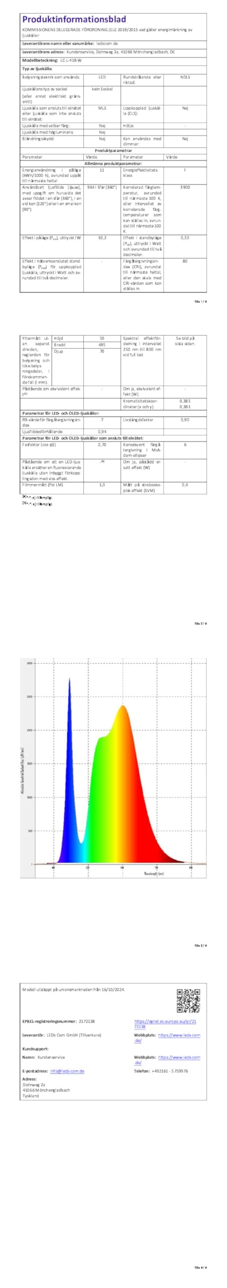ledscom.de Lampe LED pour miroir FERIG, lampe de salle de bain avec prise de courant, 49cm, 10,2 W, 964lm, blanc