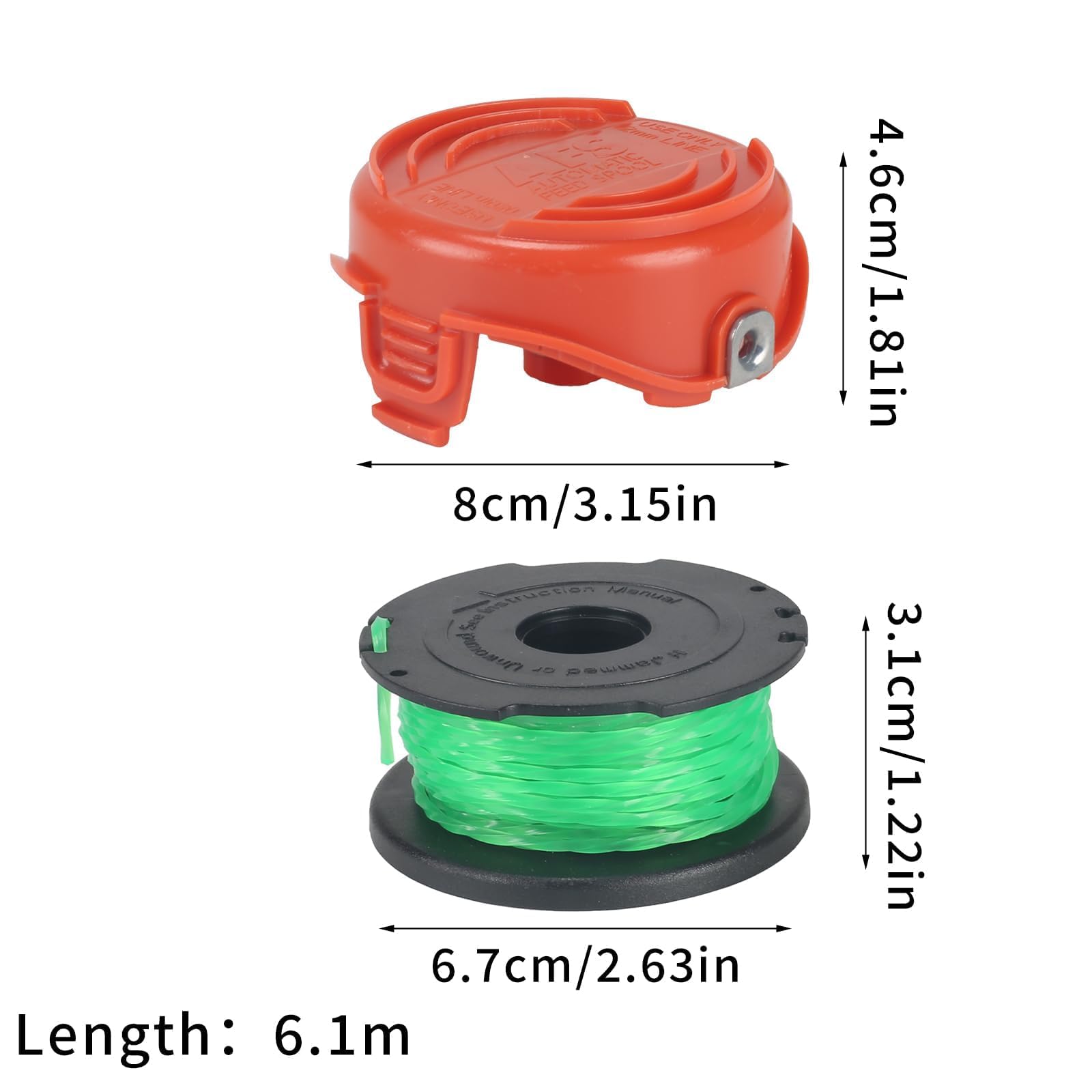 COEWUR 0.08"/2mm 20ft Strimmer Spool for Black and Decker GL7033 GL9035 GL8033 Strimmer Line Replacement A6486 and Cover 90583594 Compatible for Black and Decker (Spool *6+caps *1) - Image 4