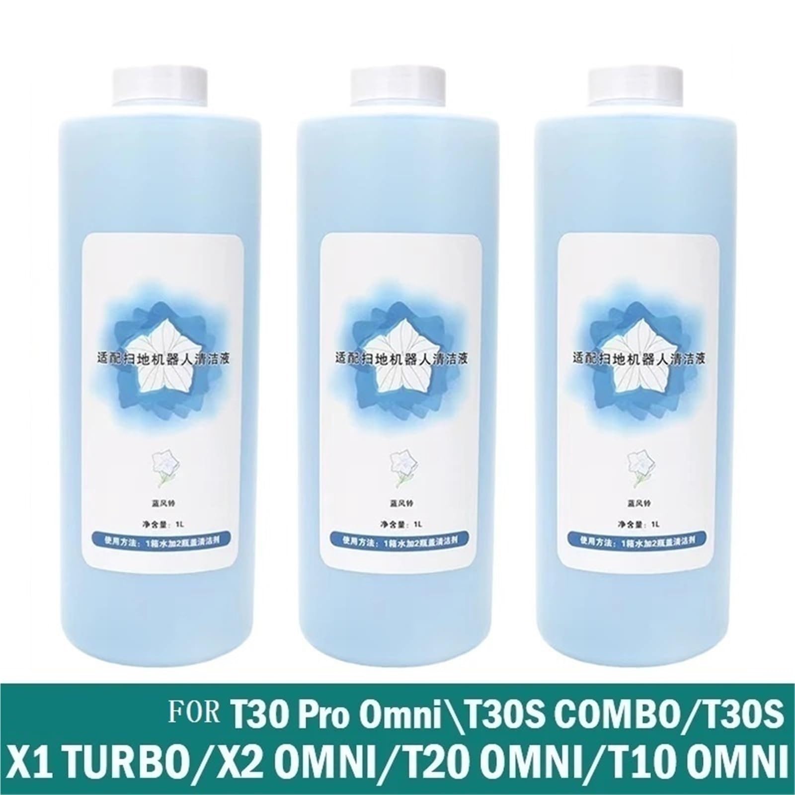 Solución limpiadora de suelos (1 l), compatible con ECOVACS Deebot N9+T10 OMNI/T10 TURBO/X1 OMNI/X1 TURBO/T20/T30 Pro OMNI.(2-Pack)