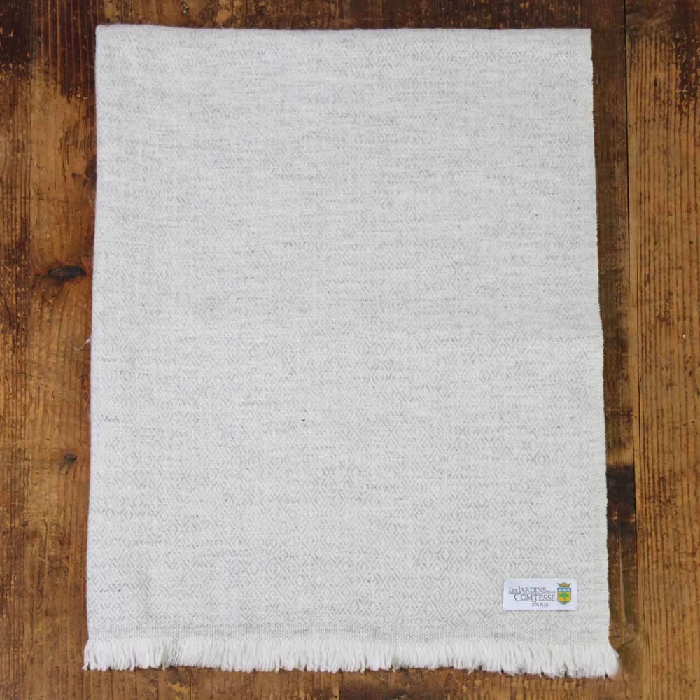 Les Jardins de la Hrabessa - duży szal damski kaszmir i wełna zimowa - Etole Châle - ciepły i lekki - 70 x 210 cm - Diamentowy wzór, srebrno-szary, rozmiar uniwersalny