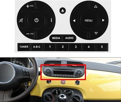 Miniatura 2 de Kit de reparación de botón de pelado desgastado estéreo para radio de coche, calcomanías compatibles con Fiat 500 2011-16 calcomanías de reparación