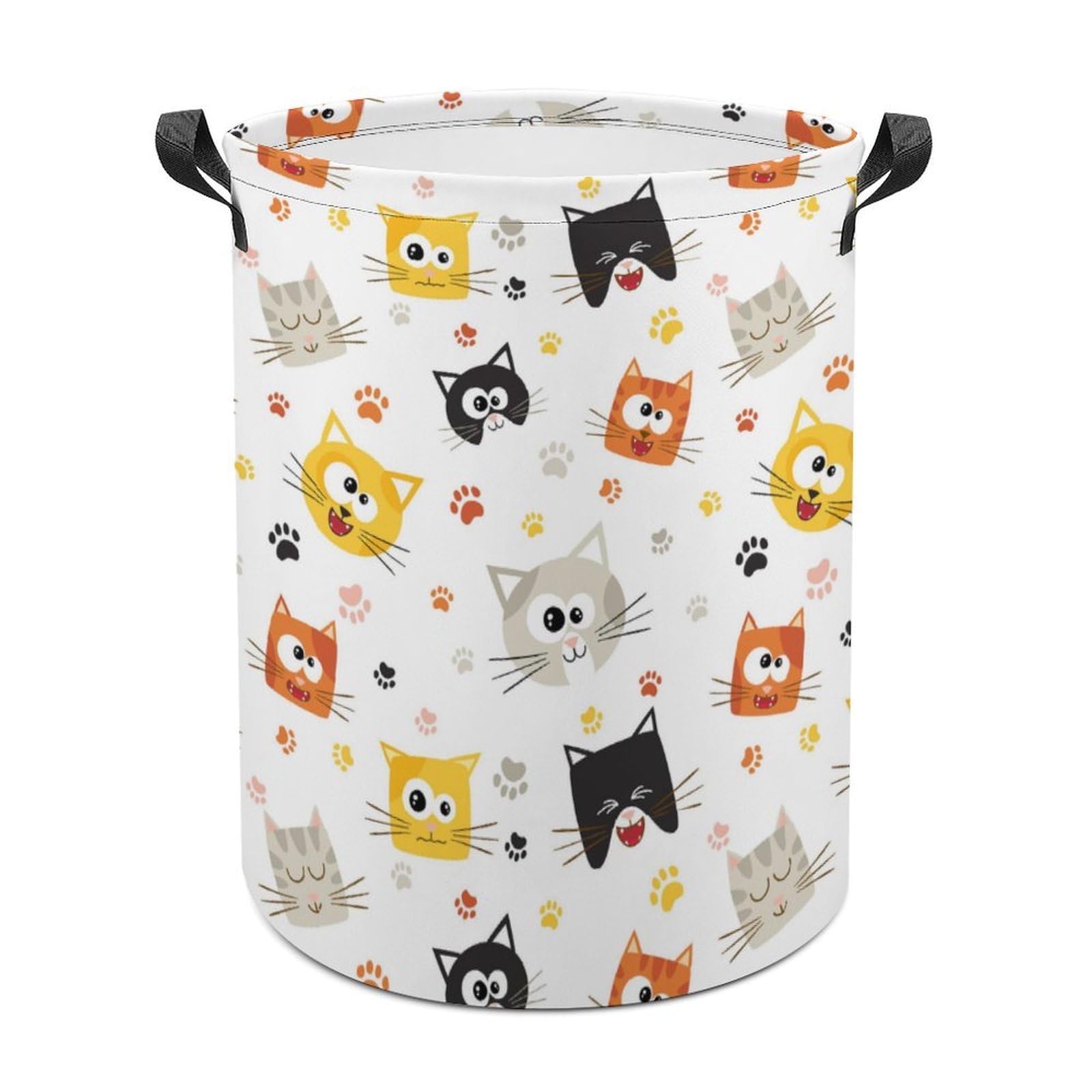 MHYRAC Laundry Hamper, Lovely Cartoon Cat Laundry Basket, Washing Basket with Handle