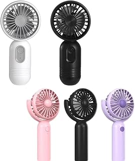VanSmaGo 2 Pack White&Black Handheld Fan and 3 Pack Pink&Black&Purple Handheld Mini Fan