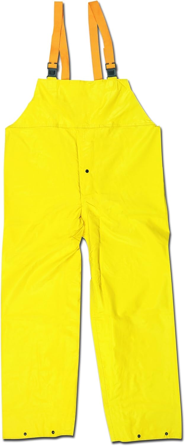 MCR Safety 800BPM Concord Neoprene/Nylon Flame Resistant Bibbed Pant with Snap Fly Front, Yellow, Medium