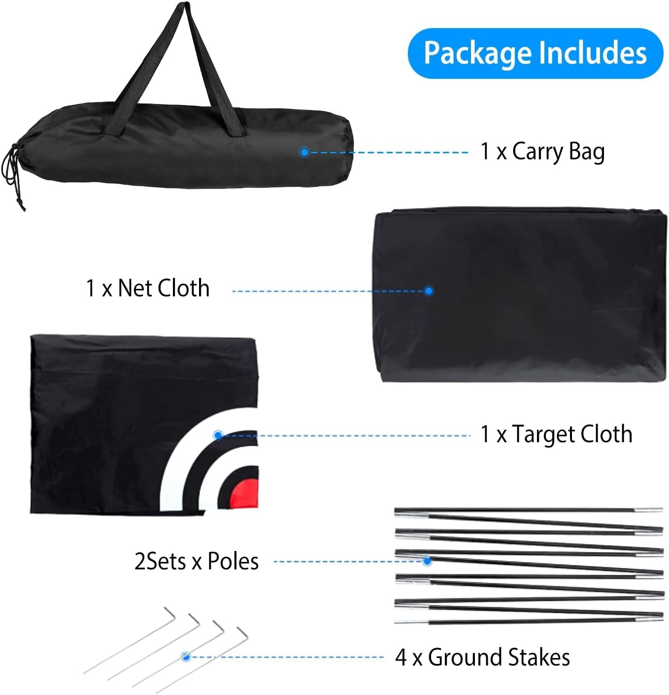 Golf Hitting Net 78.7 × 39.4 × 55.1 in – Portable Backyard Golf Practice Net with Target, Mat & Balls for Driving & Chipping, Indoor Outdoor Training, for Men & Golfers