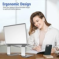 Vista 5 de DUCHY - Soporte ergonómico de aluminio para computadora portátil soporte desmontable para computadora portátil compatible con MacBook Dell HP More