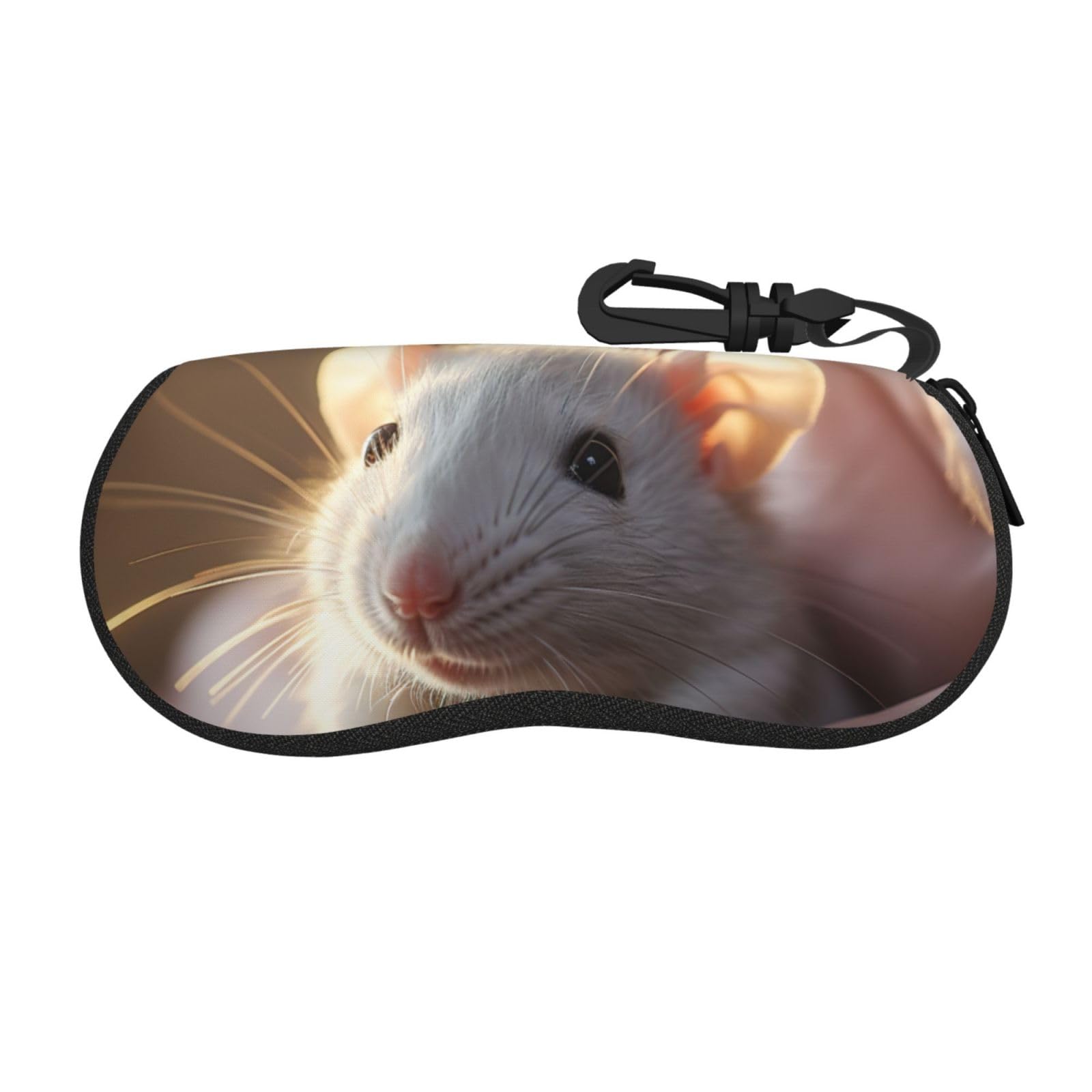 Levndiej Unisex Black Guinea Pig Print Neoprene Glasses Case Zipper Eyeglass Case Sunglasses Soft Case Lightweight Spacious