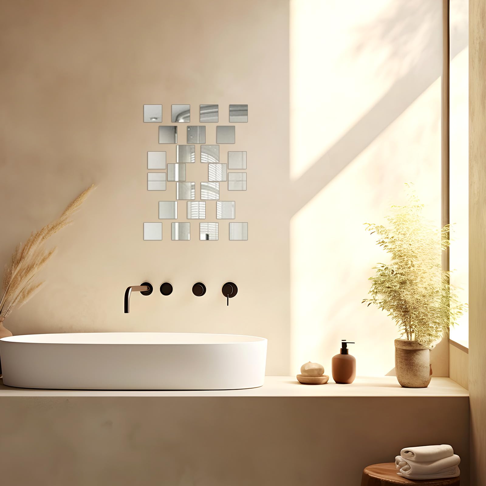 100Pcs Mini Size Square Mirror 1 Inch Adhesive Small Square Mirror Acrylic Craft Mirror for Crafts and DIY Projects Supplies Home Decoration