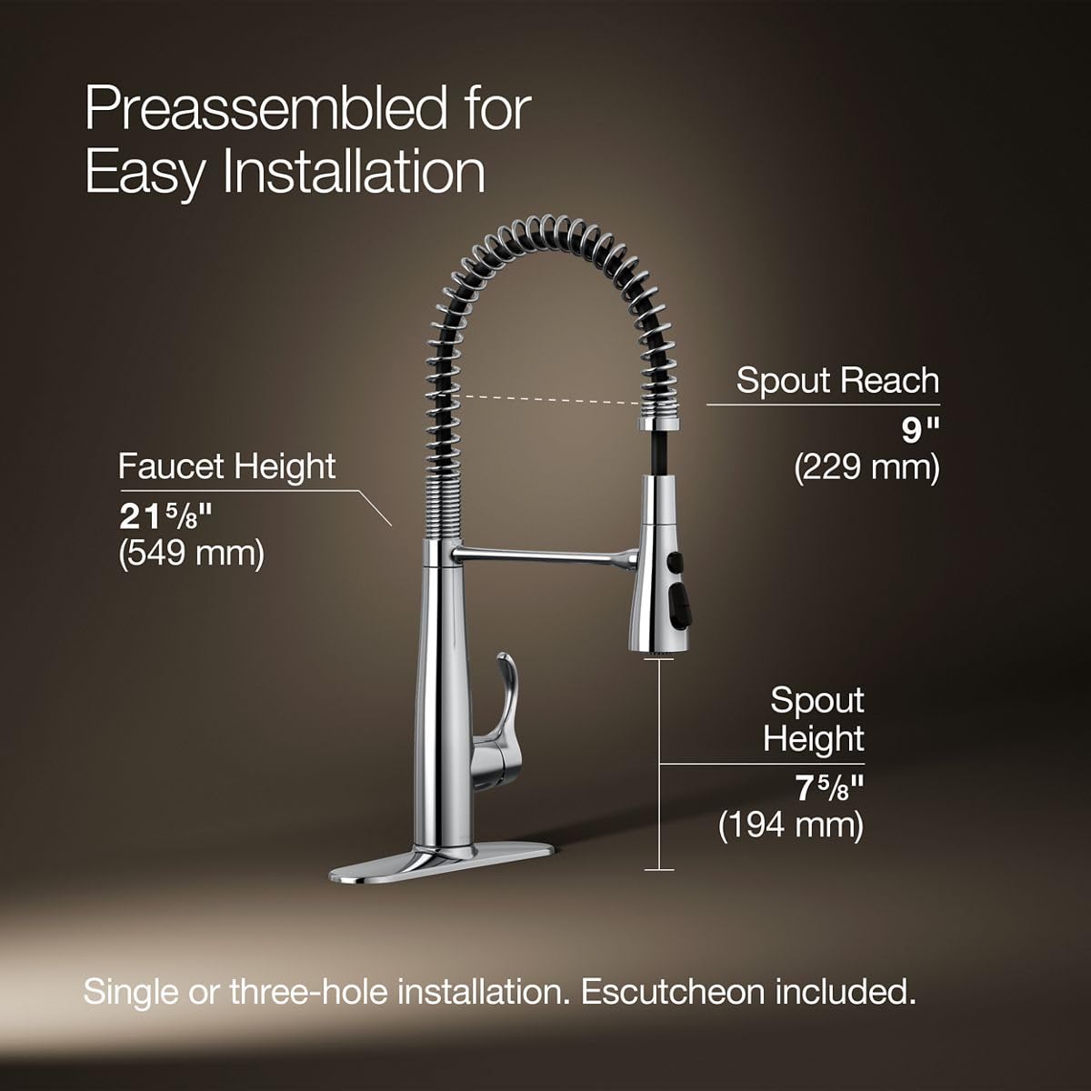 Amazon.co.jp: Kohler 22033-CP キッチンシンク蛇口 光沢クロム