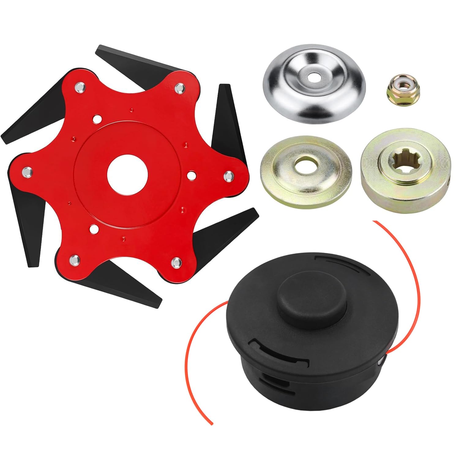 6Teeth 65Mn Razors Trimmer Head with Universal Adapter Kit.String Trimmer Head Replacement.Weed Eater Head.Weed Head Replacement25-2Weed Trimmer Head
