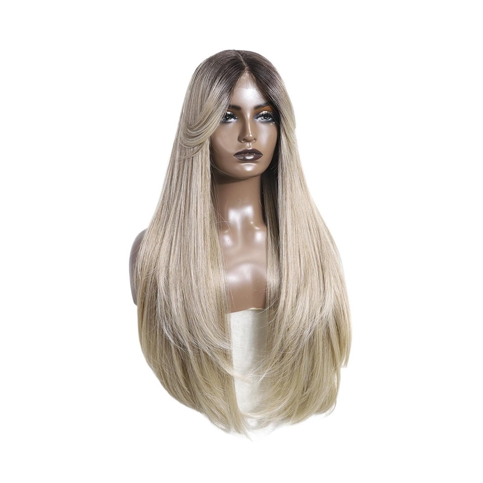 ZTHYSHOZ Women's Wig 30" Straight Part Ombre Blonde Wigs Synthetic Lace Front Wig Heat Resistant