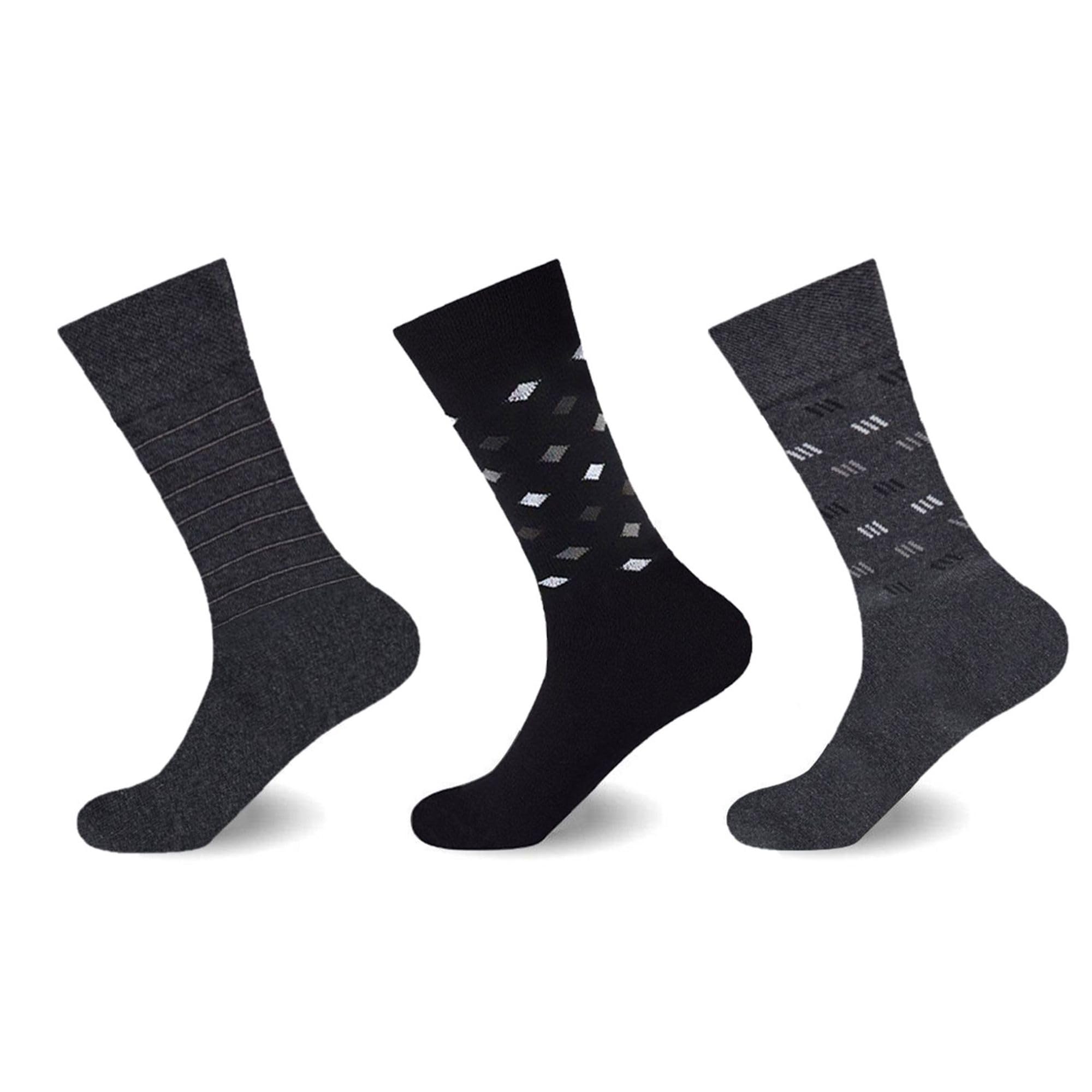 Velvetio Men's Diamonty Stripe 12 Piece Diabetic Flexitop Socks, Loose Top Diamonty Stripe Pattern Non-Elastic Socks, Soft Grip 100% Cotton Casual Wear Sock, Uk 6-11, Eur 39-45