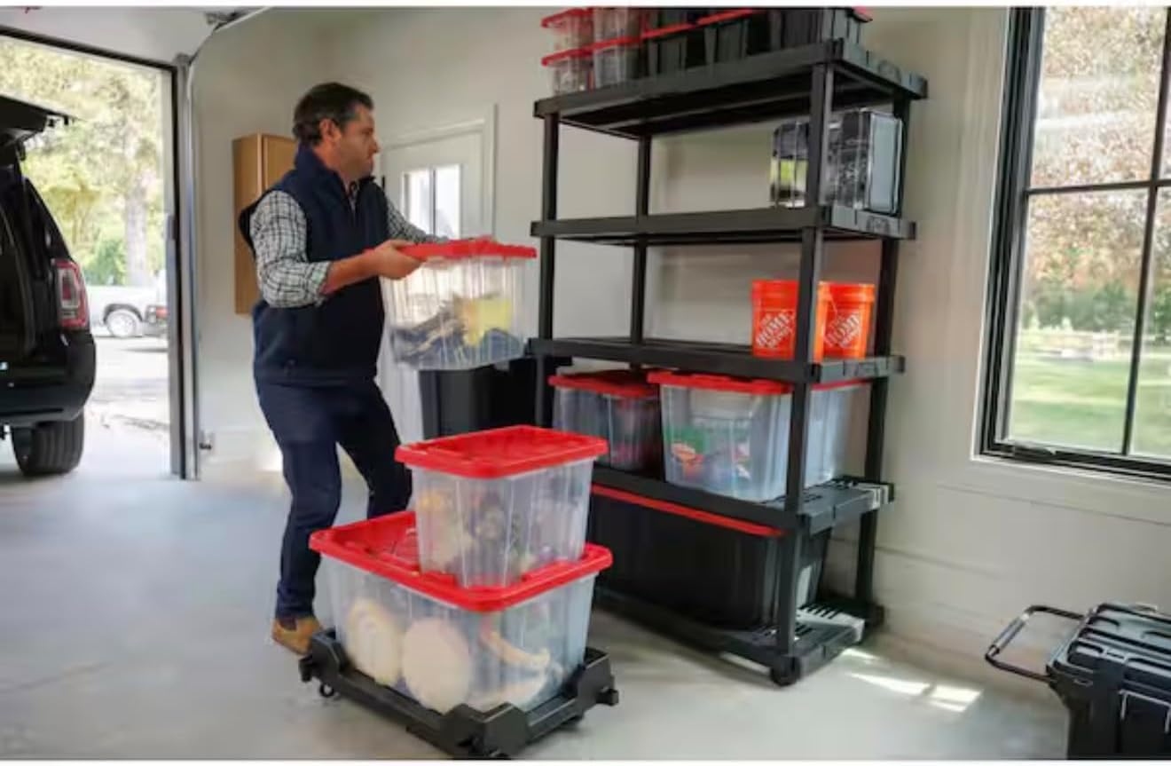 9 gallon tough storage Clear with yellow lid (Red Lid)