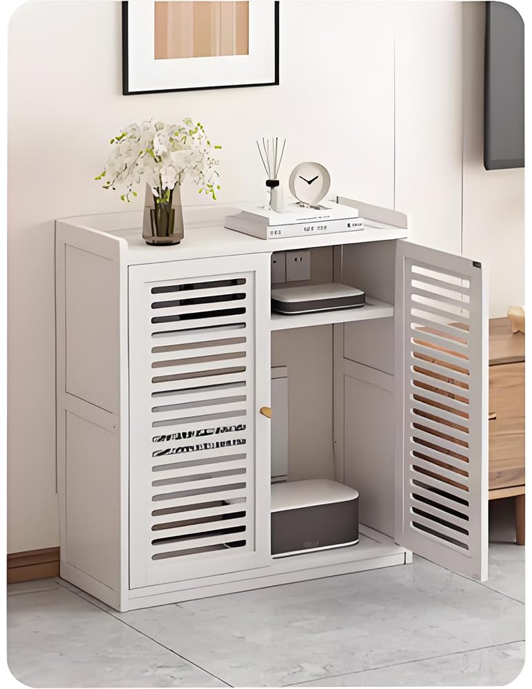 Caja Organizadora Cables, Router Rack, Gestión de Cables Estante de Almacenamiento Está Diseñada para Mantener los Cables Ordenados y Proteger los Equipos de la Acumulación de Polvo y Daños(White)