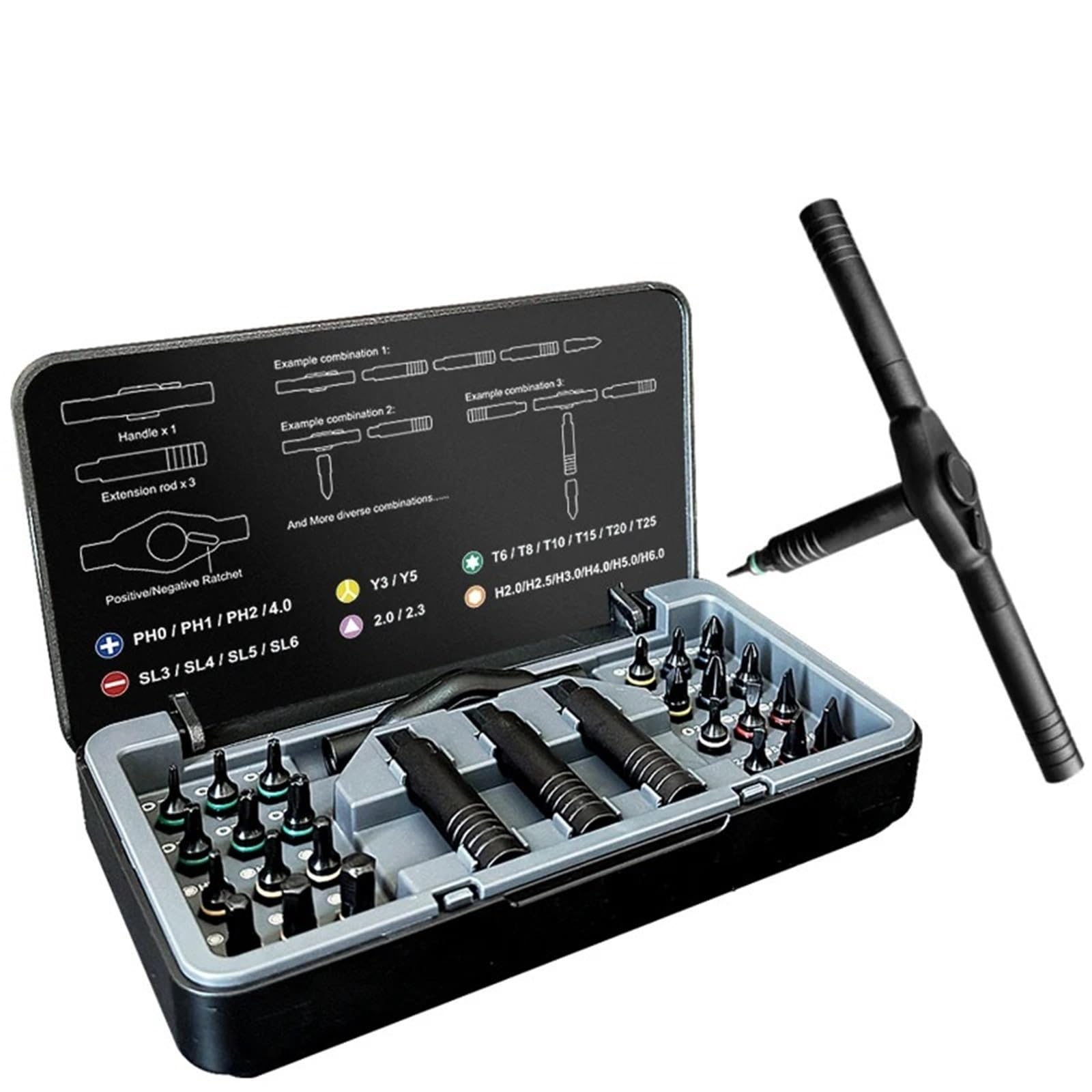 Khfgdhg One Color 24-In-1 Multi-Functional Manual Ratchet Screwdriver Set, Featuring A Freely Combinable Aluminum Alloy Ratchet Handle Hand Tool Sets