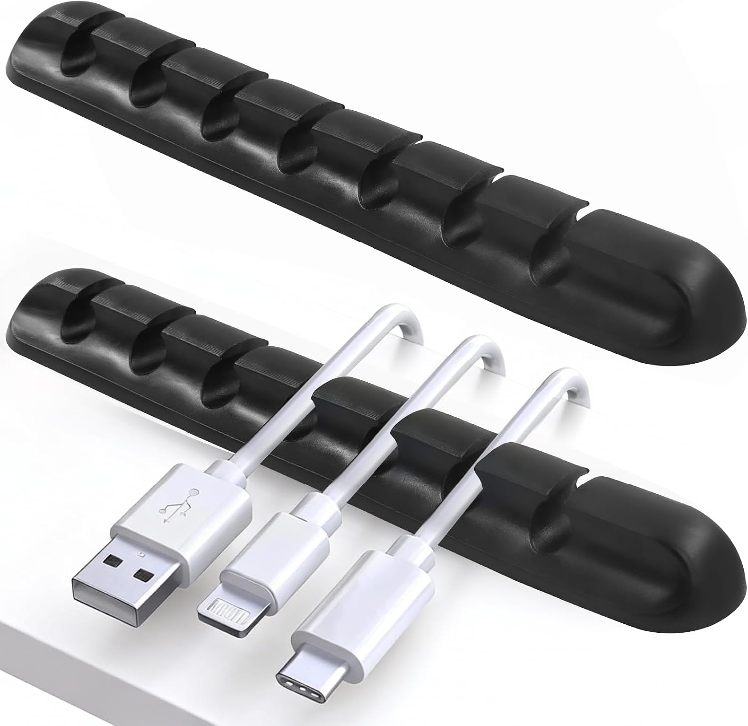 Waziaqoc Cord Organizer 6-Pack Black Silicone Cable Clips