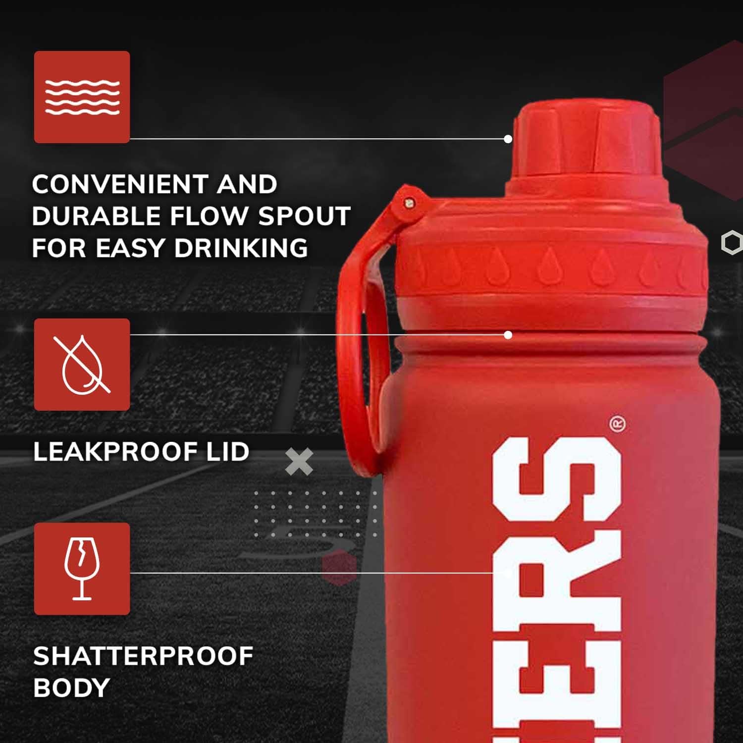 Campus Colors NCAA Stainless Steel Water Bottle - Twist on cap - 24 oz - Carry Clip - Keeps Your Drinks Hot or Cold for Hours (Oklahoma Sooners - Crimson) - Image 4