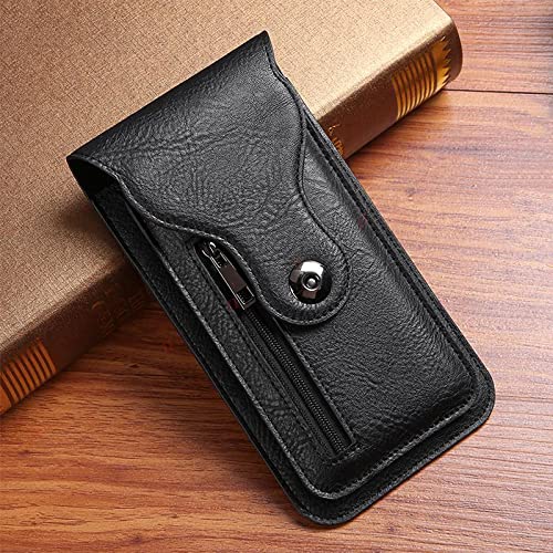 Sac de taille en cuir noir premium pour smartphone Samsung S21 FE et S20