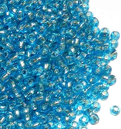 SBL13 Turquoise Blue Silver Lined 6/0 4mm Rondelle Glass Seed Beads 4-Ounces for DIY Arts, Crafts, Beading & Jewelry Making