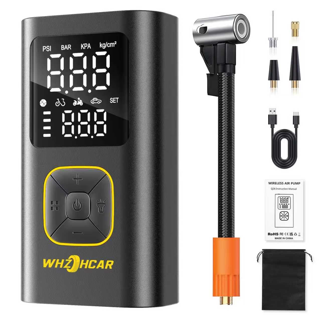 Portable Air Compressor 150PSI Inflator Wheels Car Light Charging Mobile Phones LED Air Compressor Car for Auto Motorcycle Bike Ball