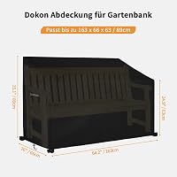Dokon 3 személyes kerti pad védőhuzat szellőzőnyílásokkal - Vízálló, UV-álló Oxford anyag, Fekete (163x66x63/89 cm) 2