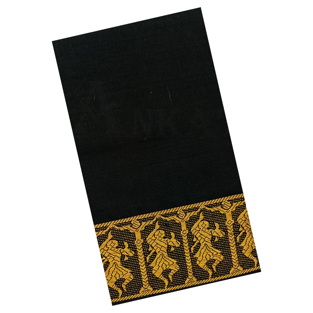 Nritya Handmade Classical Dance Practice saree (Black WIth Yellow Colour Doll Border)-image-4