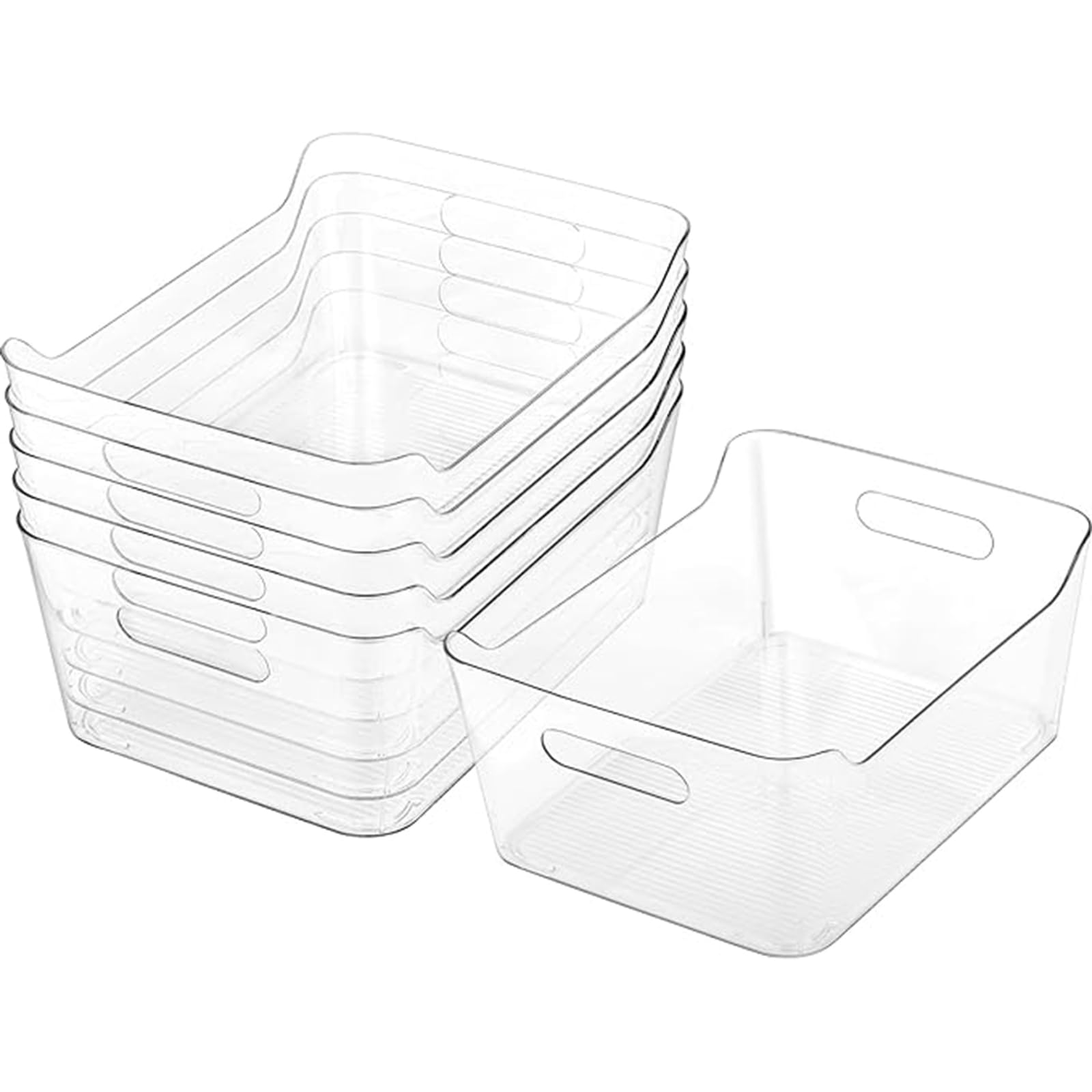 SCHUMAOYI 6 Pack Clear Drawer Organiser Tray Set, Plastic Storage Trays for Bathroom Kitchen Desk Makeup Pantry Cabinet