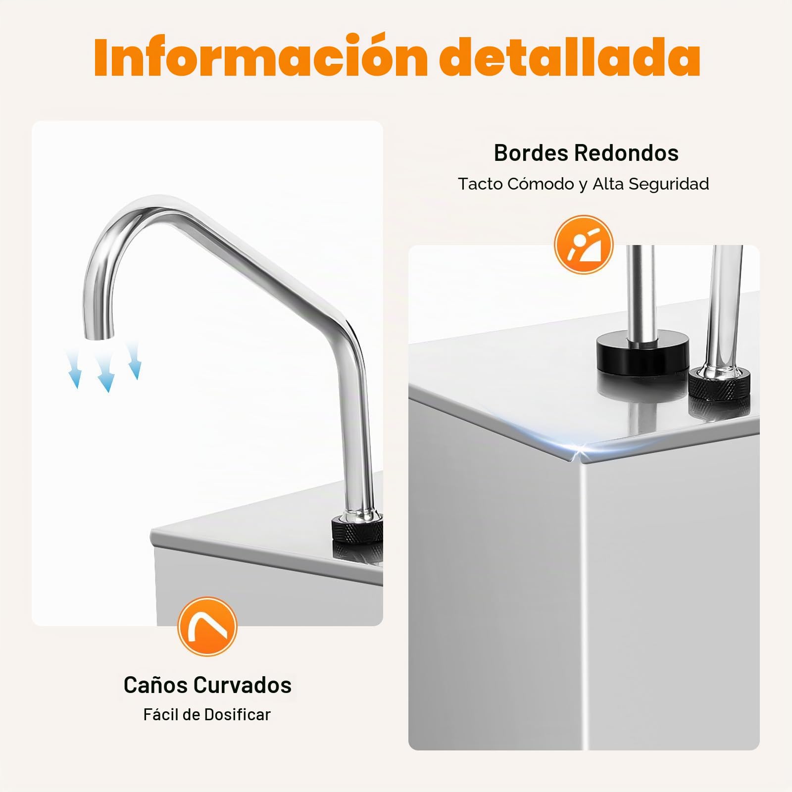 Dispensador de bomba de salsa 3 × 4 L, dispensador de salsas, acero inoxidable, dispensador de bomba, dispensador de mostaza, dispensador para salsa de soja, vinagre, mostaza, 50 x 19 x 25 cm