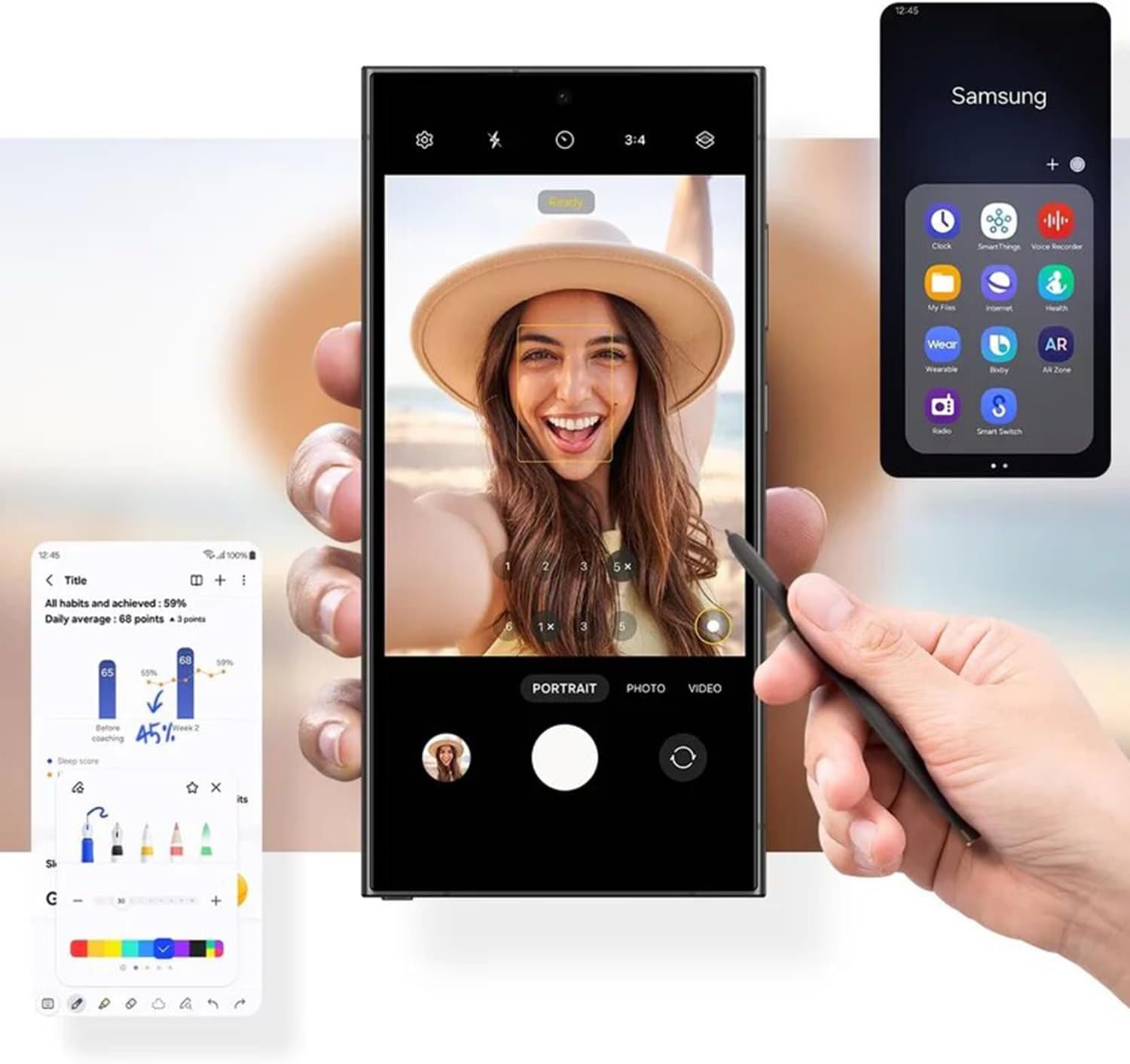 Galaxy S24 Ultra S Pen (WithBluetooth) 4096 Pressure Sensor Replacement for Samsung Galaxy S24 Ultra 5G All Versions Touch Stylus Pen with 5 Tips/Nibs (Titanium Black)