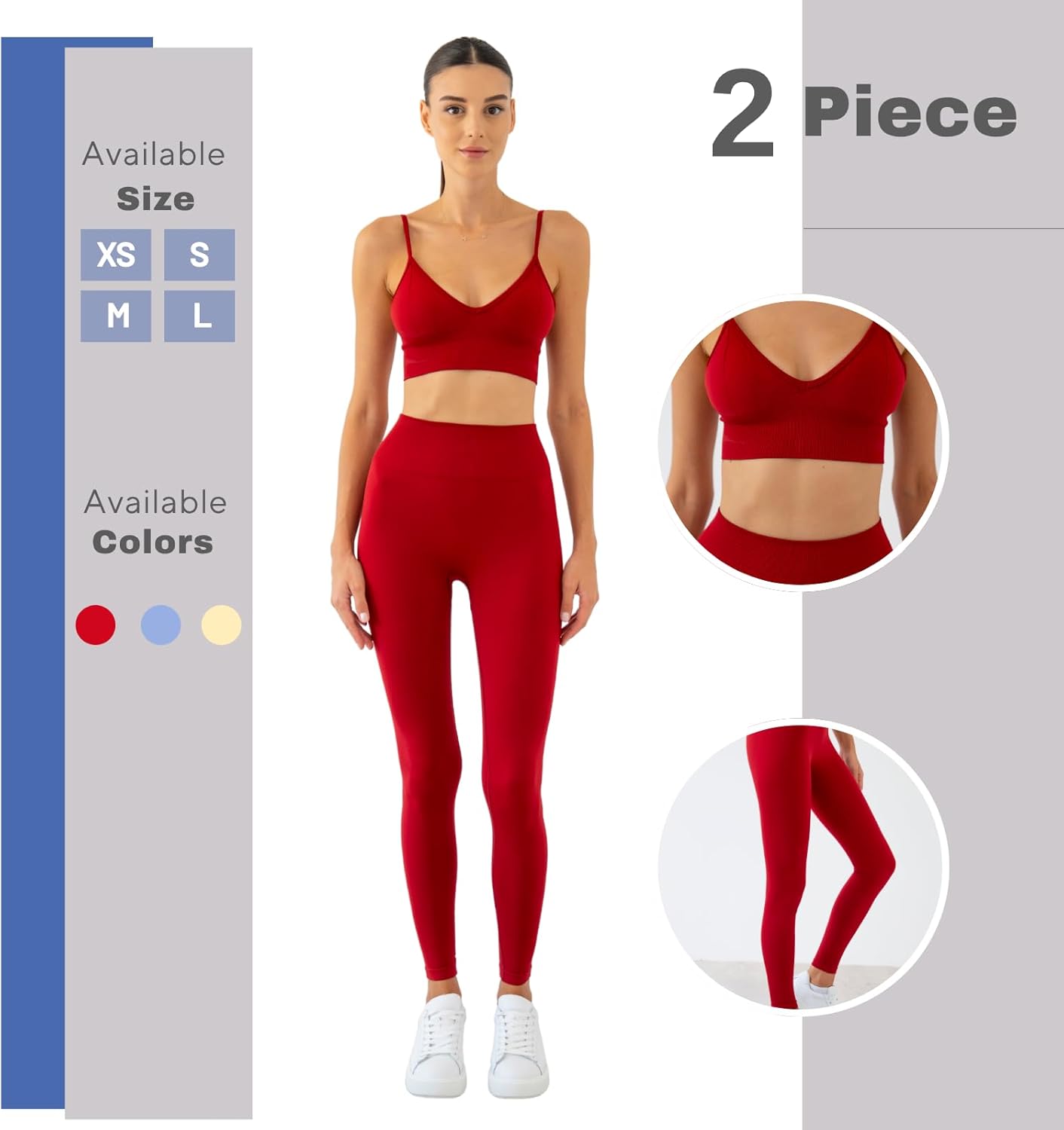 LUVAE Active Wear Sets for Women - 2 Piece Seamless High Waisted Leggings and Sport Bra, Breathable and Comfortable Design - Image 2