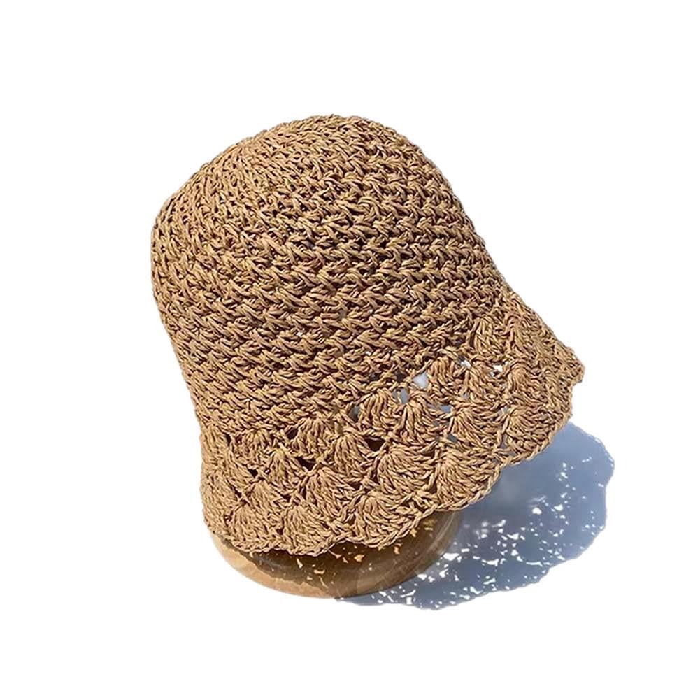 Verano Mujer Vacaciones Sombrero de Paja señora Visera Gorra Cubo Playa al Aire Libre Chica (Brun Mcode)