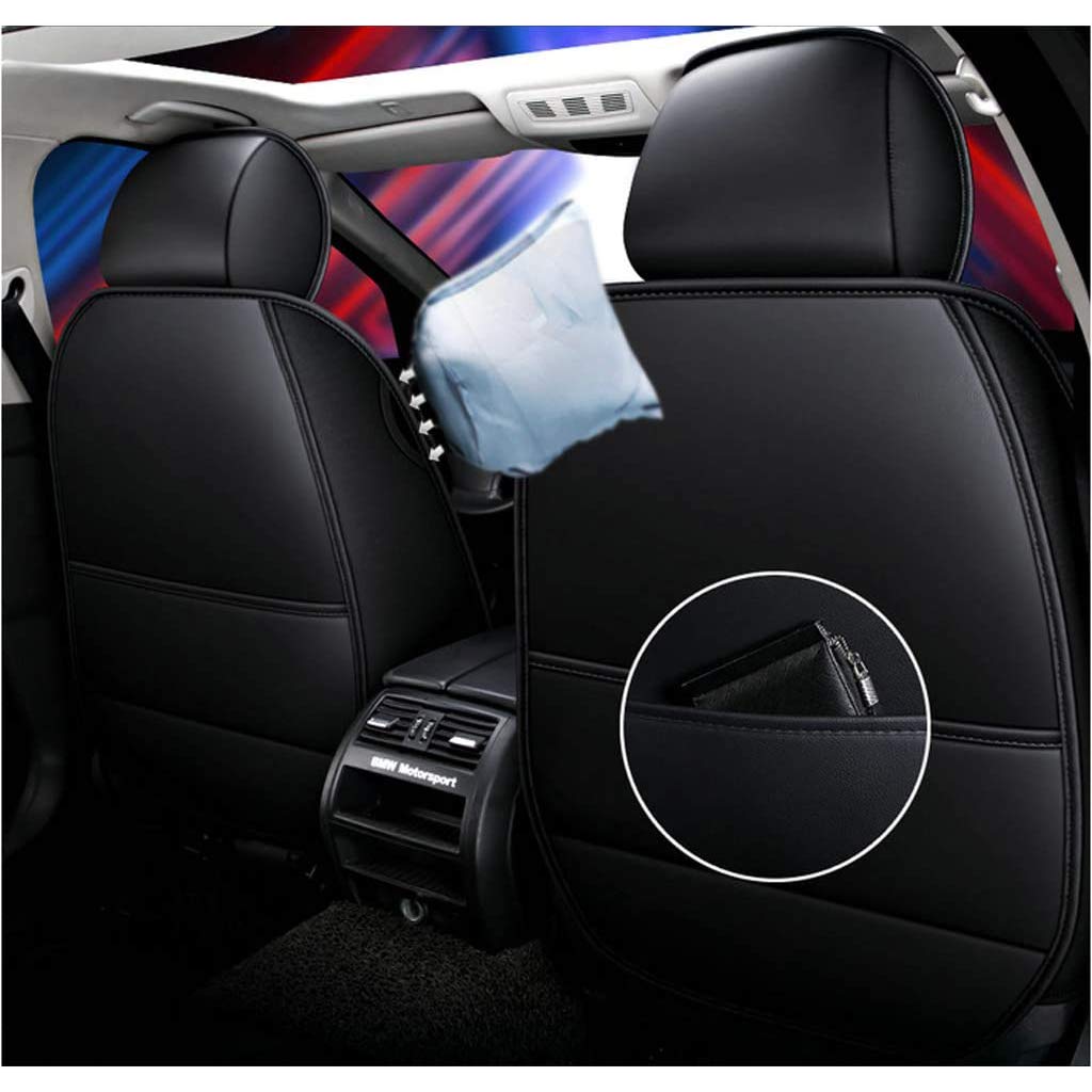 JDWBT Autositzbezüge Set 5-Sitzer - Kunstleder Sitzschoner Schwarz-Blau