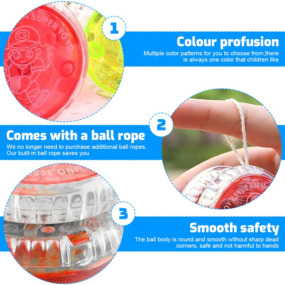 Giocattoli LED Yoyo Luce, 15 Pezzi Reattivo Yoyo, Yoyo Luce Led Per Bambini, Plastica Yoyo Per Bambini Reattivo, Yoyo Bambini Gadget Compleanno, per Regali di Compleanno, Feste e Celebrazioni