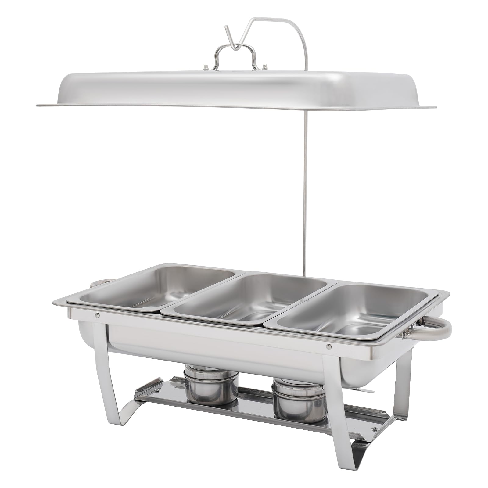 Chafing Dish, Edelstahl Speisenwärmer mit Deckel, Warmhaltebehälter Essen, Tablett-Büffetwärmer, Wärmebehälter für Buffet Catering Gastro und Party