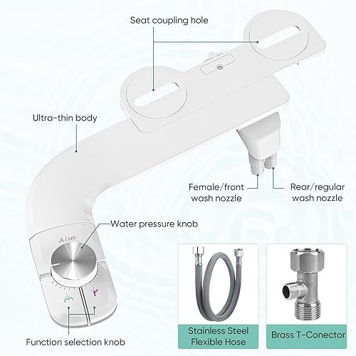 Miniatura 5 de Accesorio de bidé para inodoro, inodoro de bidé de doble boquilla SAILTOK (lavado femenino y trasero), no eléctrico, desmontaje con una tecla,