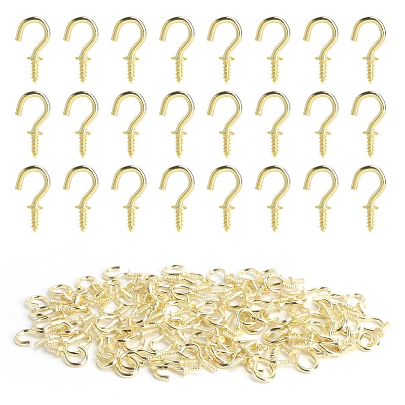 KQDRAVINE 100 Piezas Ganchos de Tornillo con Tornillo y Caja Alcayatas pared de 1/2 Pulgada Juego de Ganchos Pequeños Small Screw Hooks para Colgar Plantas de Jardín Arte Cocina Oficinas
