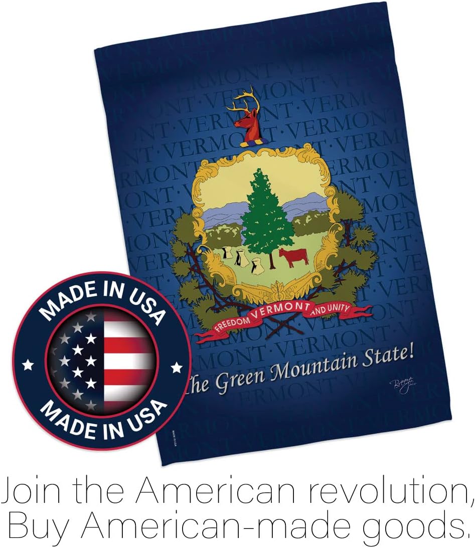 Breeze Decor G158134 Vermont Americana States Impressions Decorative Vertical Garden Flag 13" x 18.5" Printed In USA Multi-Color