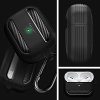 Vista 2 de Spigen Rugged Armor - Funda de protección contra caídas (2019) diseñada para AirPods Pro con mosquetón, color negro mate