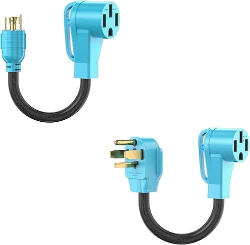 CircleCord Cable adaptador de generador RV de 4 clavijas de 30 amperios a 50 amperios y cable adaptador de cargador NEMA 14-30P a 14-50R EV