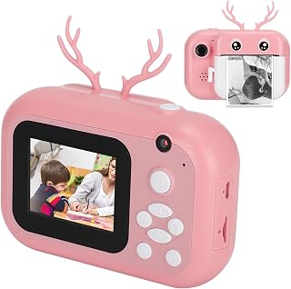 Sutinna Câmera de Brinquedo de 6 Cm, Câmera Impressa, Lente Dupla Impressão Instantânea para Meninos e Crianças, (Rosa)