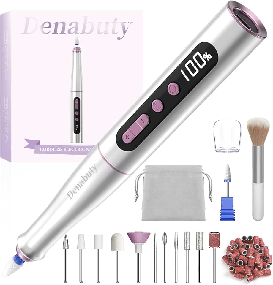 Lixadeira Elétrica Sem Fio Para Unhas, Kit 13 Em 1 Com 35.000 Rpm, Profissional, Portátil E Recarregável, Para Remoção De Esmalte Acrílico E Gel, Manicure E Pedicure, Com 5 Velocidades