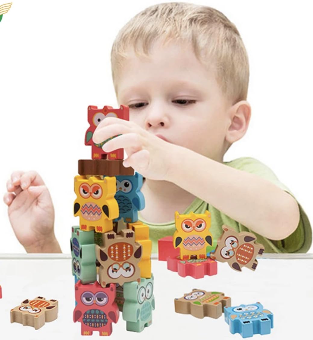 TOYARTSY Wooden Owl Balancing Stacking Block Games for Kids, 12 Piece Building Blocks Numbers Sorting | Educational Baby Toys | Learning Game 2